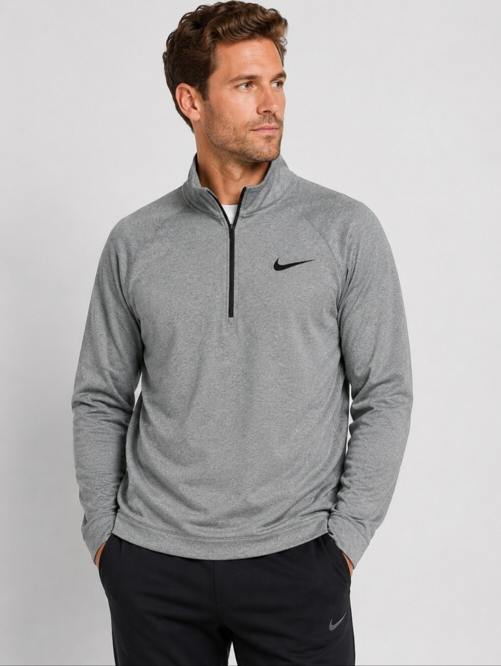 Men's Nike 1/4 Zip Dri-Fit Technology Gray Pullover Size Large